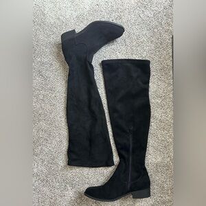 Black Suede Over-the-Knee Boots